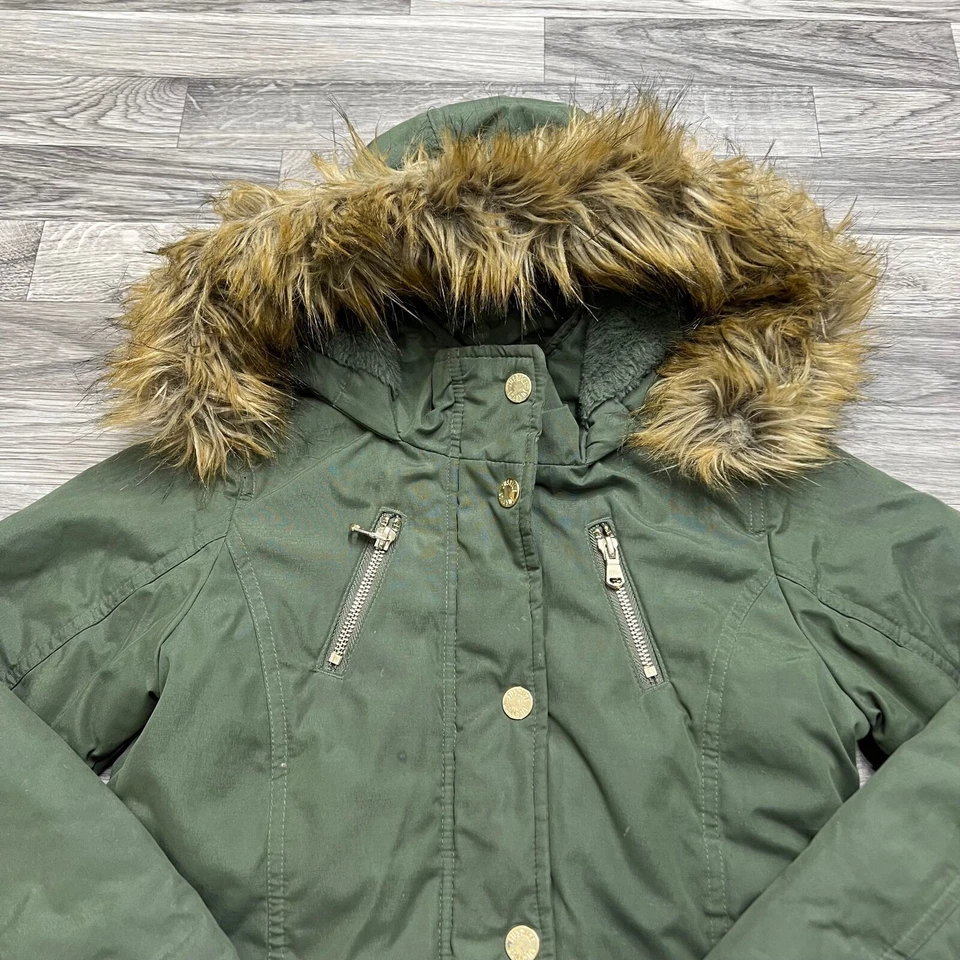 Chaqueta Parka LIVE JUSTICE Cremallera Completa y Snap Verde Con Capucha Niña Talla 8 Foto 4 de 4