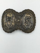 Vintage Solid Brass Belt Buckle Butch Cassidy Sundance Kid Pinkerton's Gallery