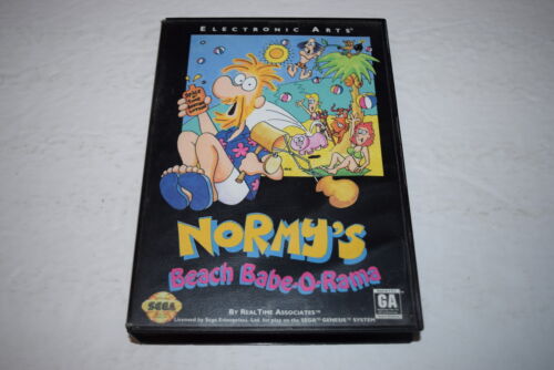 Chariot de jeu vidéo Normy's Beach Babe-O-Rama Sega Genesis avec boîte seulement - Photo 1/4