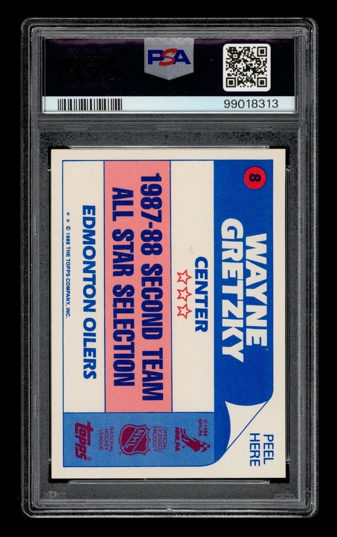 1988-89 Topps Stickers Set-Break # 8 Wayne Gretzky PSA 5 EX view 2