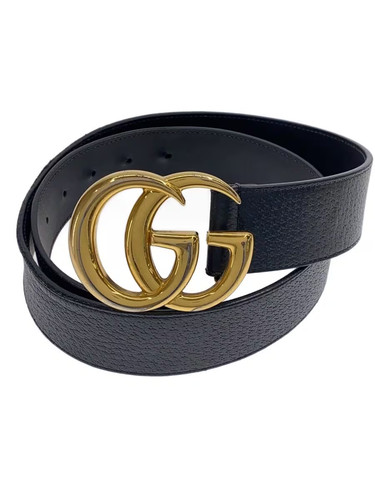 GUCCI GG Marmont Leather Belt, Black, Solid Color, Men's
