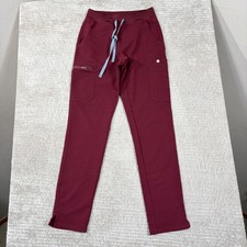 Figs Technical Collection XS Tall Burgundy Maroon Scrub Pants Drawstring Cargo