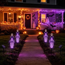 Halloween Solar Garden Lights,2PCS of Set 3D Scary Skeleton Outside Decor,Solar