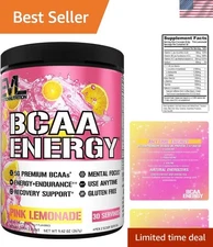 EVL BCAAs Amino Acid Powder - 30 Servings of Pink Lemonade for Ultimate Energy