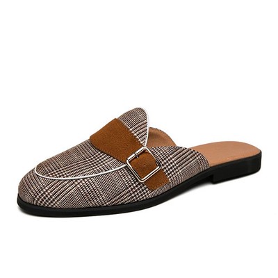 Men's Breathable Leather Half Sandals Casual Outdoor Dress Party Slip-On Shoes