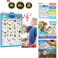 Alphabet Wall Chart Bilingual Interactive Learning Toys for Preschool Toddlers
