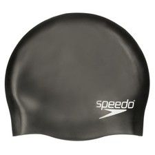 Speedo Black Solid Silicone Latex-Free Adult Swim Cap