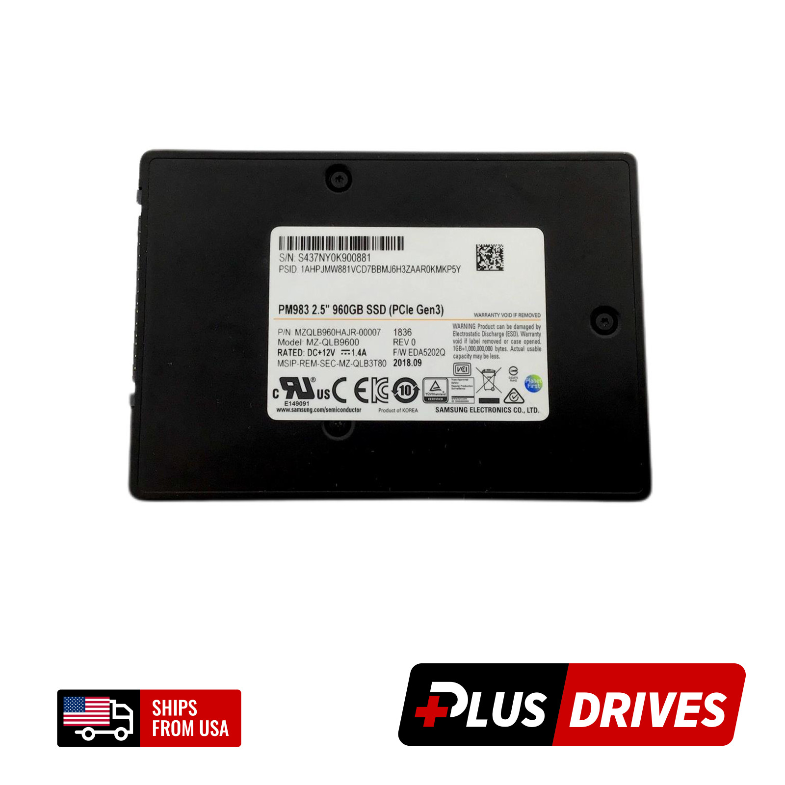 Low Hours! 960GB NVMe MZ-QLB9600 Gen3 Samsung PM983 2.5