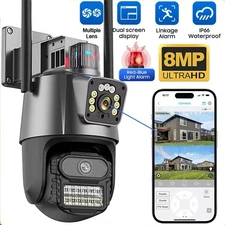 8MP 4K Wireless IP Camera WIFI Outdoor CCTV PTZ Smart Home Security IR Cam IP66+
