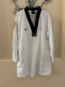 Taekwodo Uniform, USA Special Edition, Black V-Neck, Size 5, NEW
