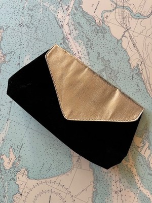 Vintage Black Velvet and Crushed Gold Sling Purse