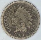 1863 Indian Head CN Penny, Circulated - Ungraded - Civil War-era - Heavy Wear