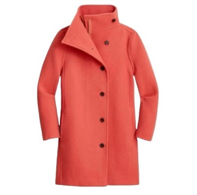 NWT J.CREW Villa Coat in Italian Stadium-Cloth Coral Size 00