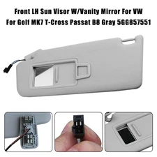 Front LH Sun Visor W/Vanity Mirror For VW For Golf MK7 T-Cross Passat B8 Gray