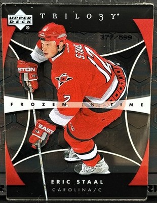 2005-06 Upper Deck Trilogy Frozen in Time Plexi #100 Eric Staal /599 - Carolina