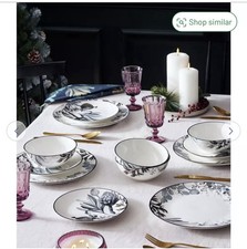 Habitat Monochrome 12 Piece Fine China Dinner set - Grey215/9313