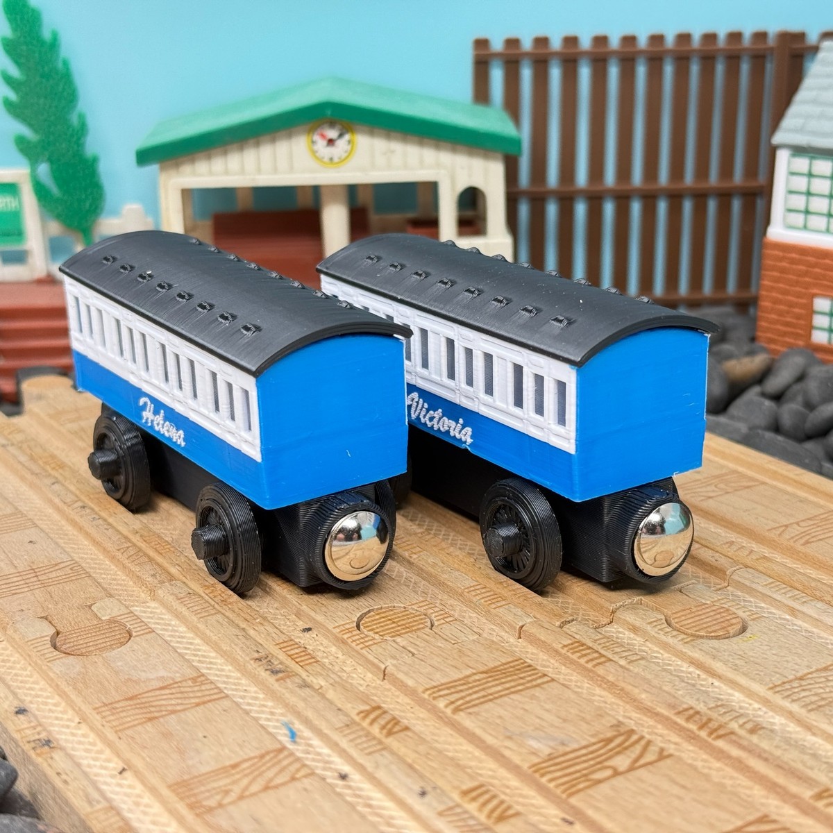 Wooden Railway Helena & Victoria Passenger Train Custom for Thomas