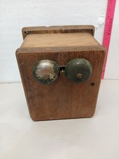 Antique Wood Telephone Ringer Bell Box Oak Magneto Parts Steampunk