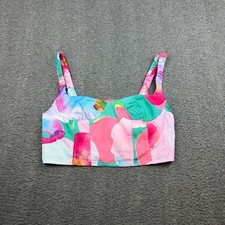 Princess Polly Crop Top Women's 8 Pink Floral Ruched Strap Smocked Back Bustier
