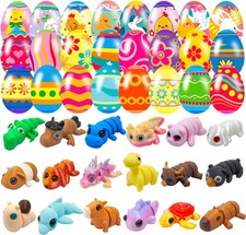 18 Pcs Easter Eggs with 3D Print Animal Prefilled Easter Eggs with Toys Inside E