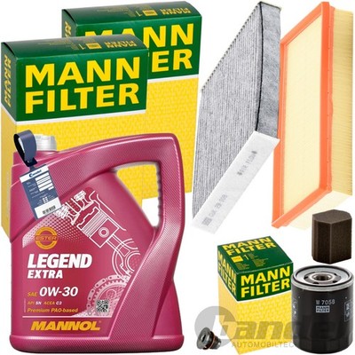 MANN INSPEKTIONSPAKET+5L MANNOL 0W-30 ÖL passend für CITROËN C3 OPEL CROSSLAND+X