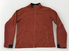 Ibex Merino Wool Jacket Mens Large Rust Full Zip Fleece Made in USA Zip Pockets
