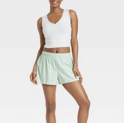 Colsie Soft Green Striped Pajama Shorts Size Small Breathable Lounge New w/ Tag