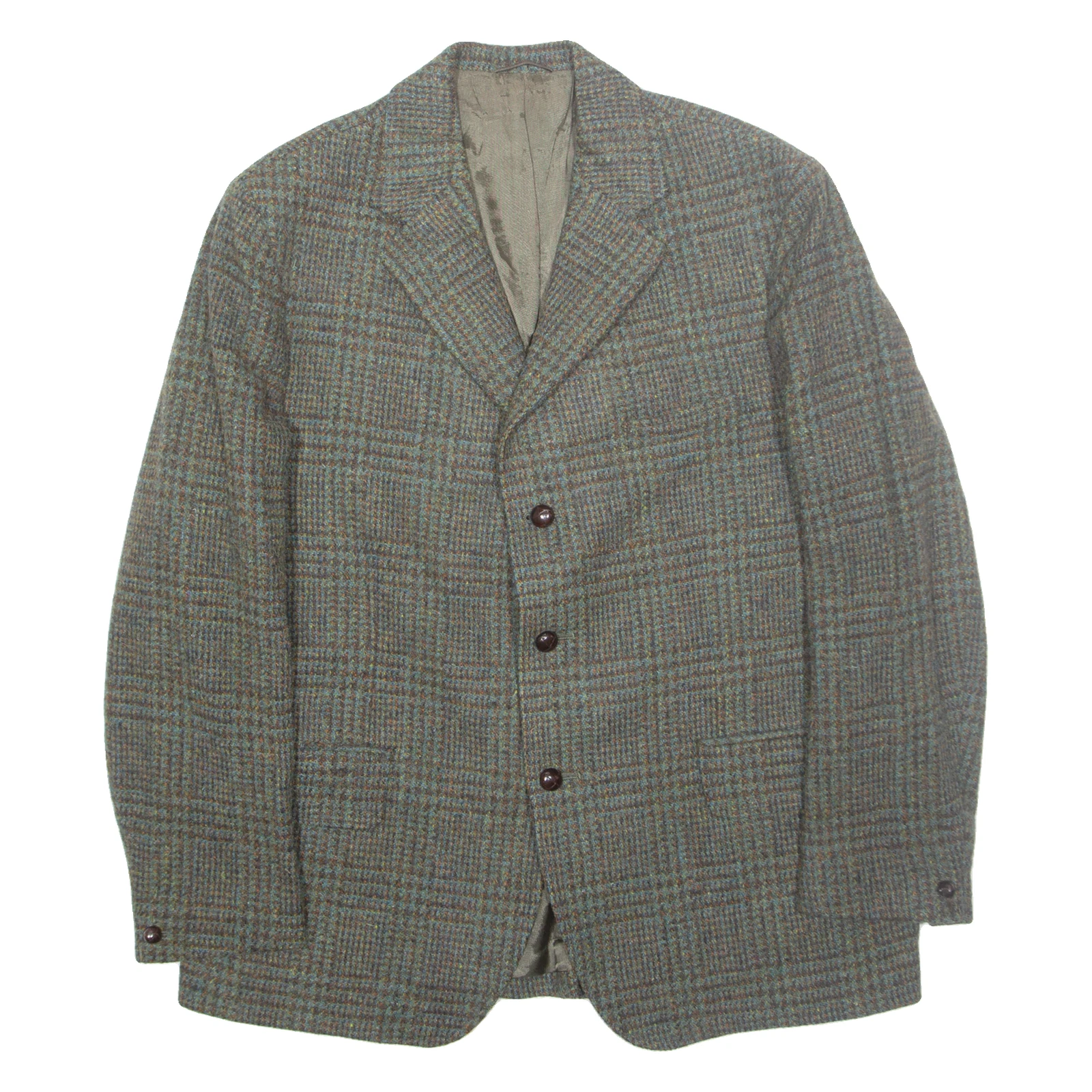 Mens Blazer Jacket Grey Wool Gingham M