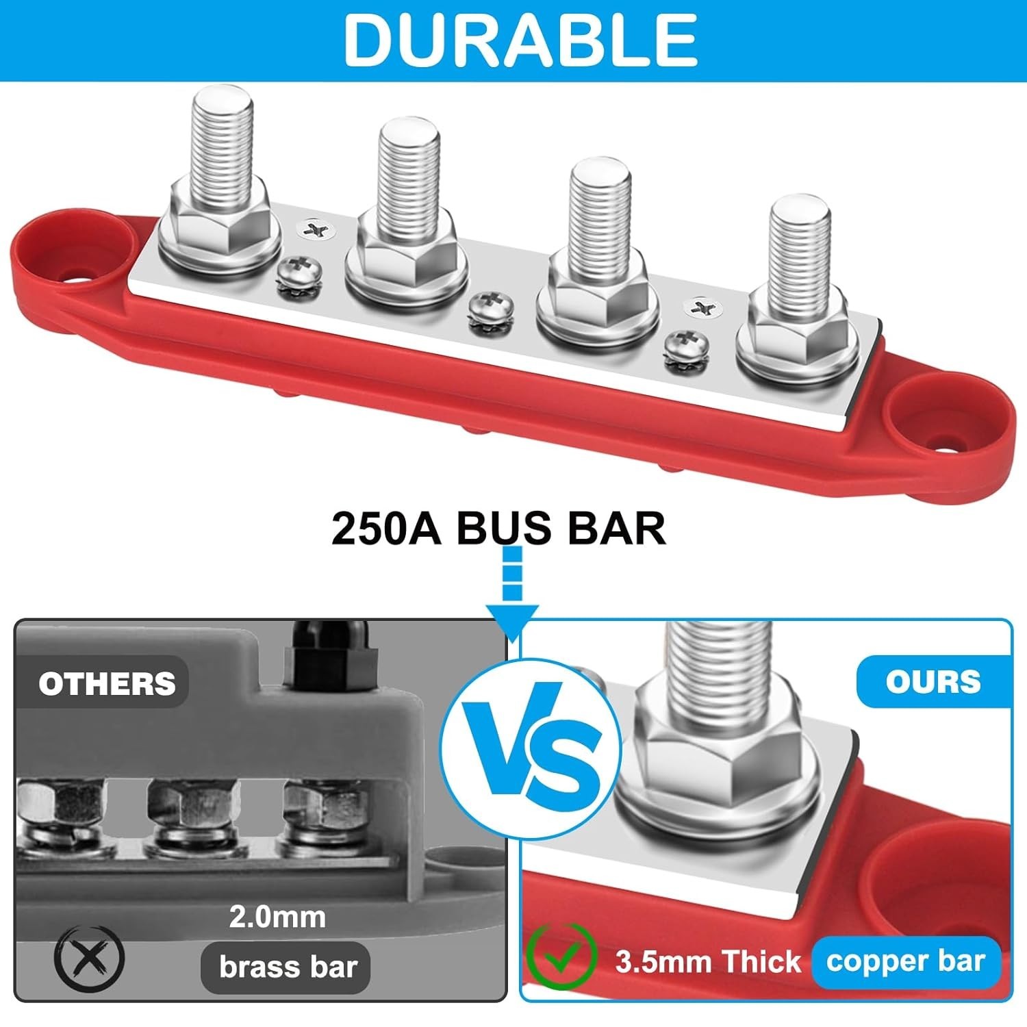 12V 250A Bus Bar Terminal Block Battery Distribution Block for Automotive Solar