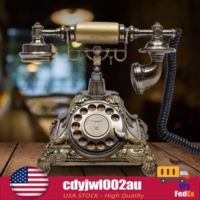 Antique Vintage Handset Old Telephone European Style Rotary Dial