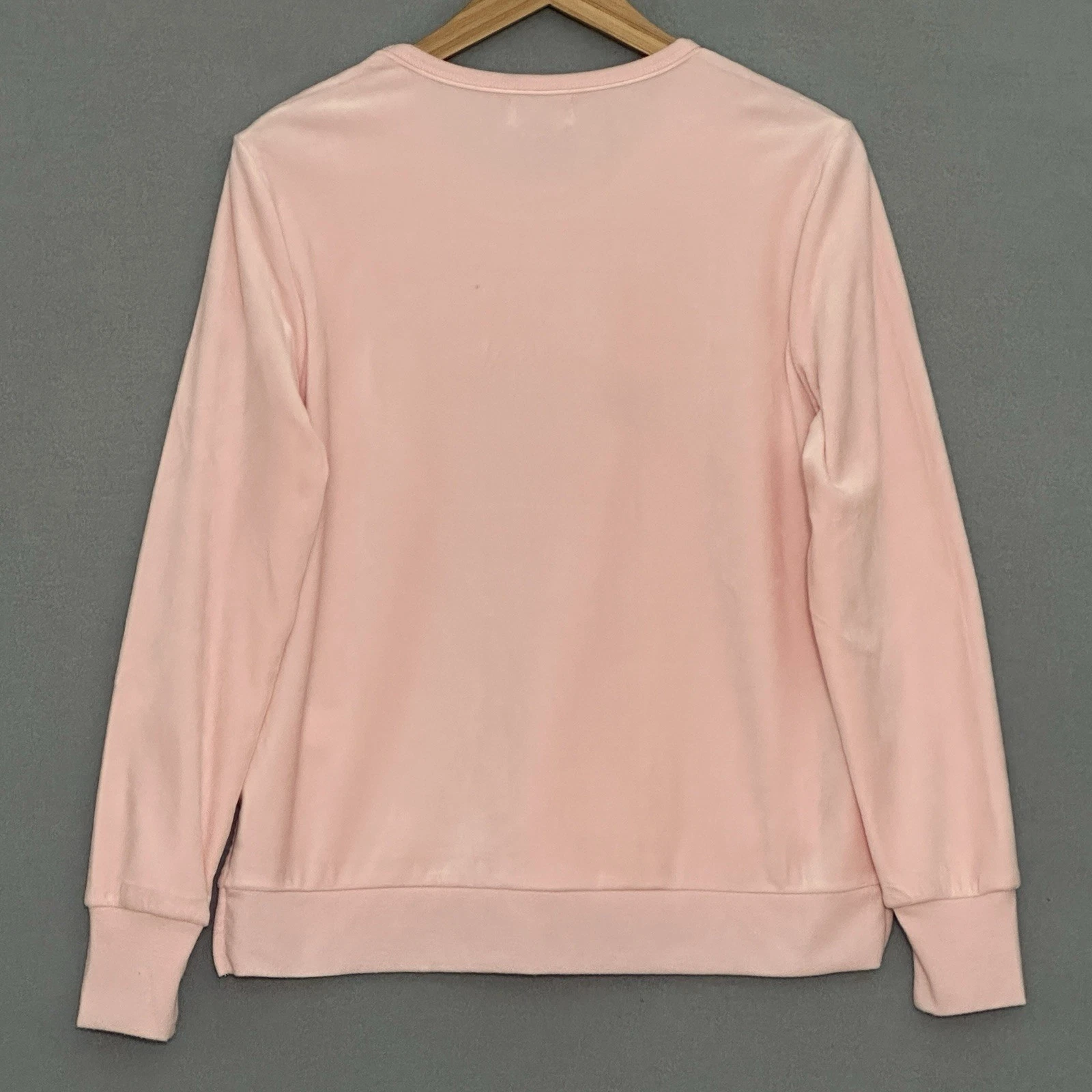 Maglione donna Kate Spade S Cheers rosa velluto orlo diviso felpa Pjs Lounge