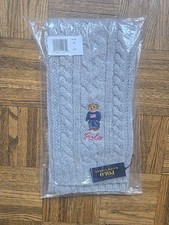 Polo Ralph Lauren Polo Bear Preppy Bear Cable-Knit Scarf - Gray NWT  Sealed