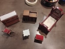 Lot Of Wood 1:12 Dollhouse Vintage Bedroom Set Crib Baby Items