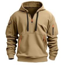 Men's Hooded Hoodie Zipper Multi-pocket Pullover Jacket Sports Casual Sweatshirt