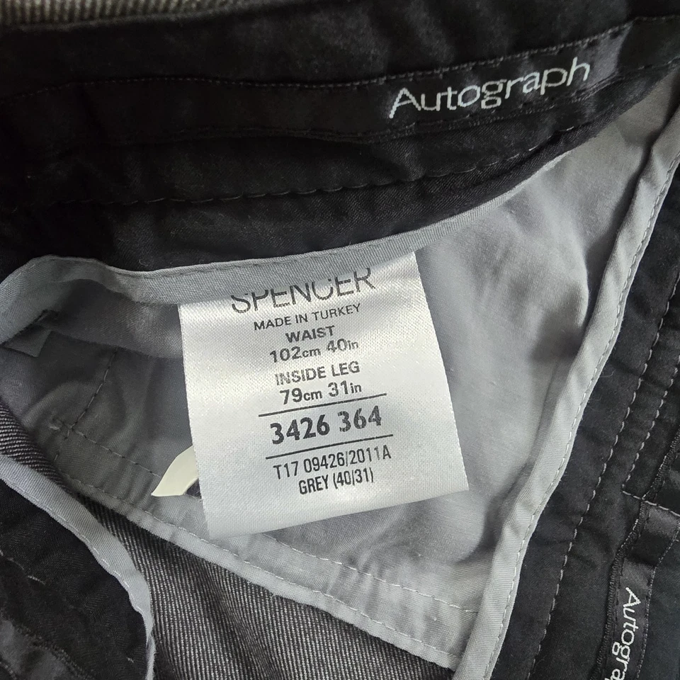 Pantalones de vestir Marks & Spencer autógrafo gris sarga para hombre 38x30 frente plano Foto 2 de 4