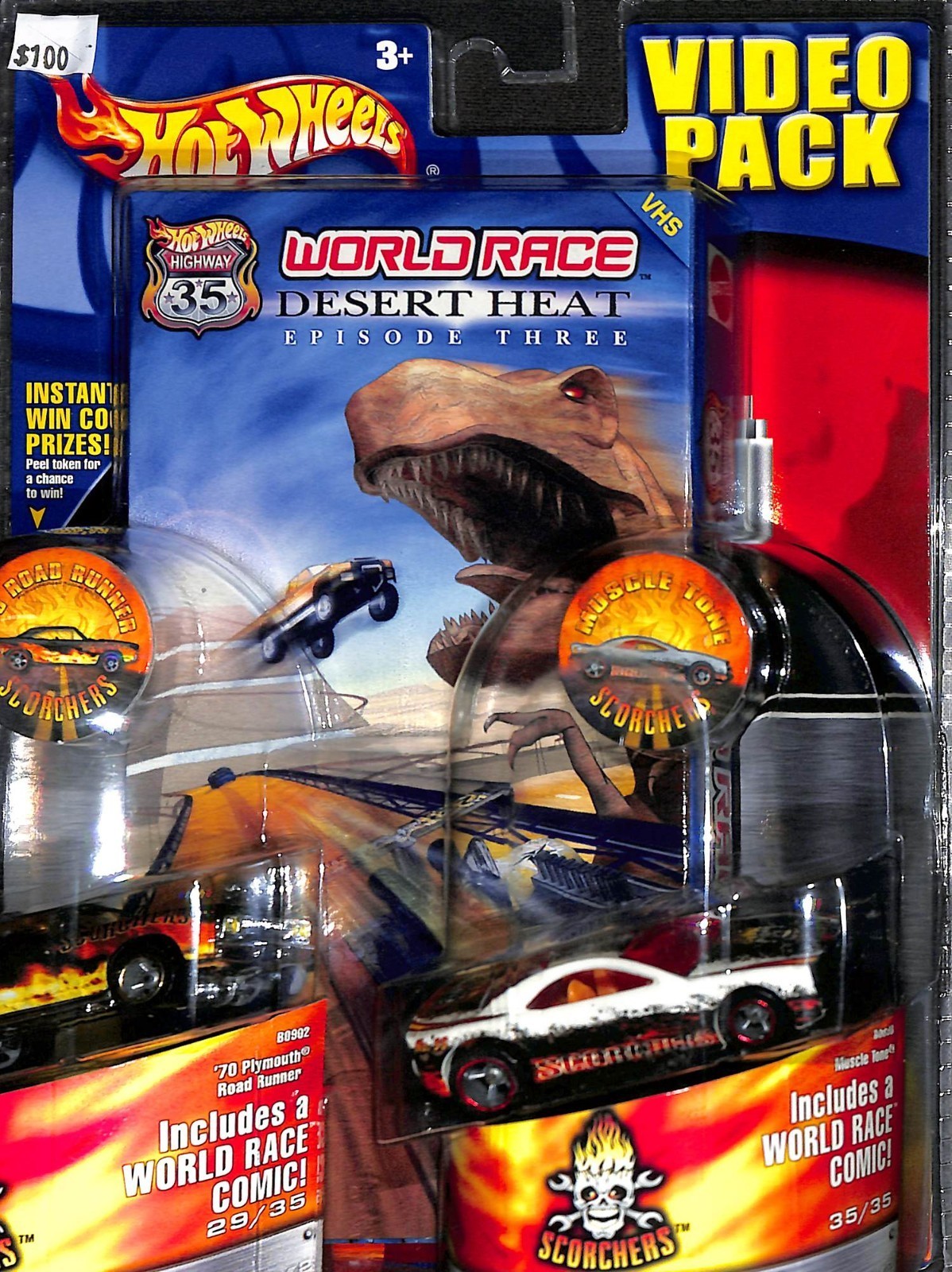 Hot Wheels 2003 World Race Video Pack Desert Heat '70 Road Runner & Muscle Tone