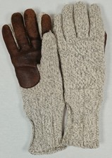 L.L.Bean Wool Knit Gloves Deerskin Leather Palm Thinsulate Lined Y2K 90s Mens...