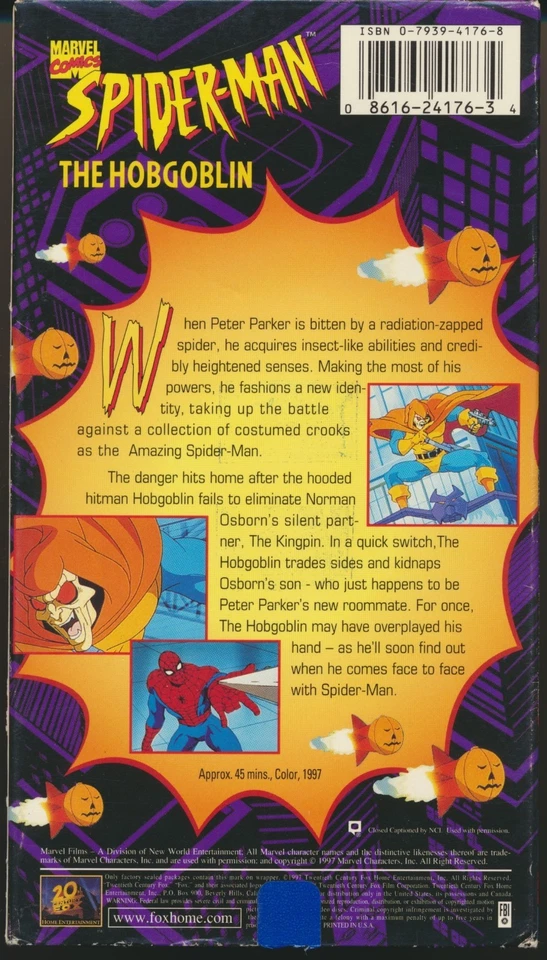 Spider-Man: The Hobgoblin Marvel Comics (VHS, 1997, Fox Kids) Used - Image 2 of 3