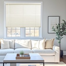83"W x 36"H Alabaster Cordless Vinyl Mini Window Blinds 1" Slats