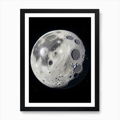 Mond KI Bild Kunstdruck gerahmt Wandbild Poster Leinwanddruck Bild