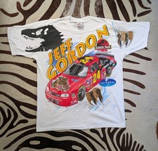 Vtg RARE 1997 Chase Made in USA Jeff Gordon Jurassic Park NASCAR T-Shirt 2XL NOS