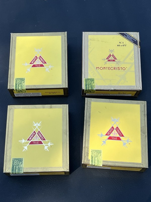 Lot Of 4 MONTECRISTO No. 1 Cigar Cigar Boxes. Nice Condition. See Photos!