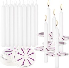 200 pcs Church Candles with Drip Protectors for Devotional Candlelight Vigil ...