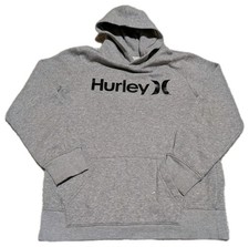 Hurley Hoodie Youth Large Gray Grey Hood Pullover Logo Sweatshirt