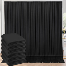 30Ft X 10Ft Wrinkle Free Black Backdrop Curtain for Parties, 6 Panels 5X10Ft Pol