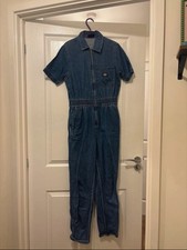 Dickies denim jumpsuit Boilersuit size xs Blue denim dungarees  8-10 zip collar