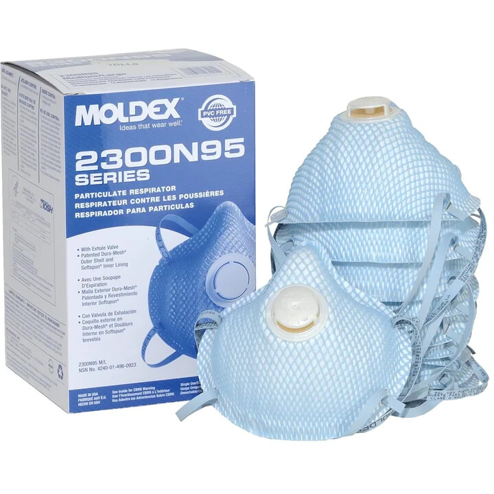 1 Bx Moldex 2300 N95 Protective Particulate Respirator Masks W/ Exhalation Valve