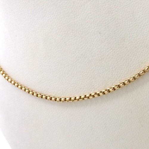 10k Gold Puffy Box Link Pendant Chain Necklace 26in Vintage