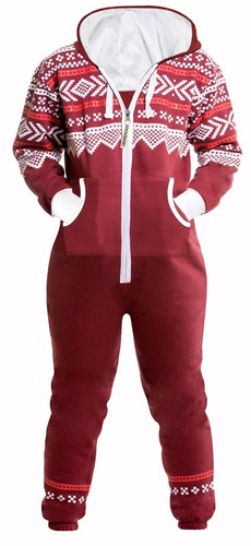 Skylinewears Unisex Printed Fleece Hooded Jumpsuit – Zip-Up One-Piece Pajama - Picture 24 of 80
