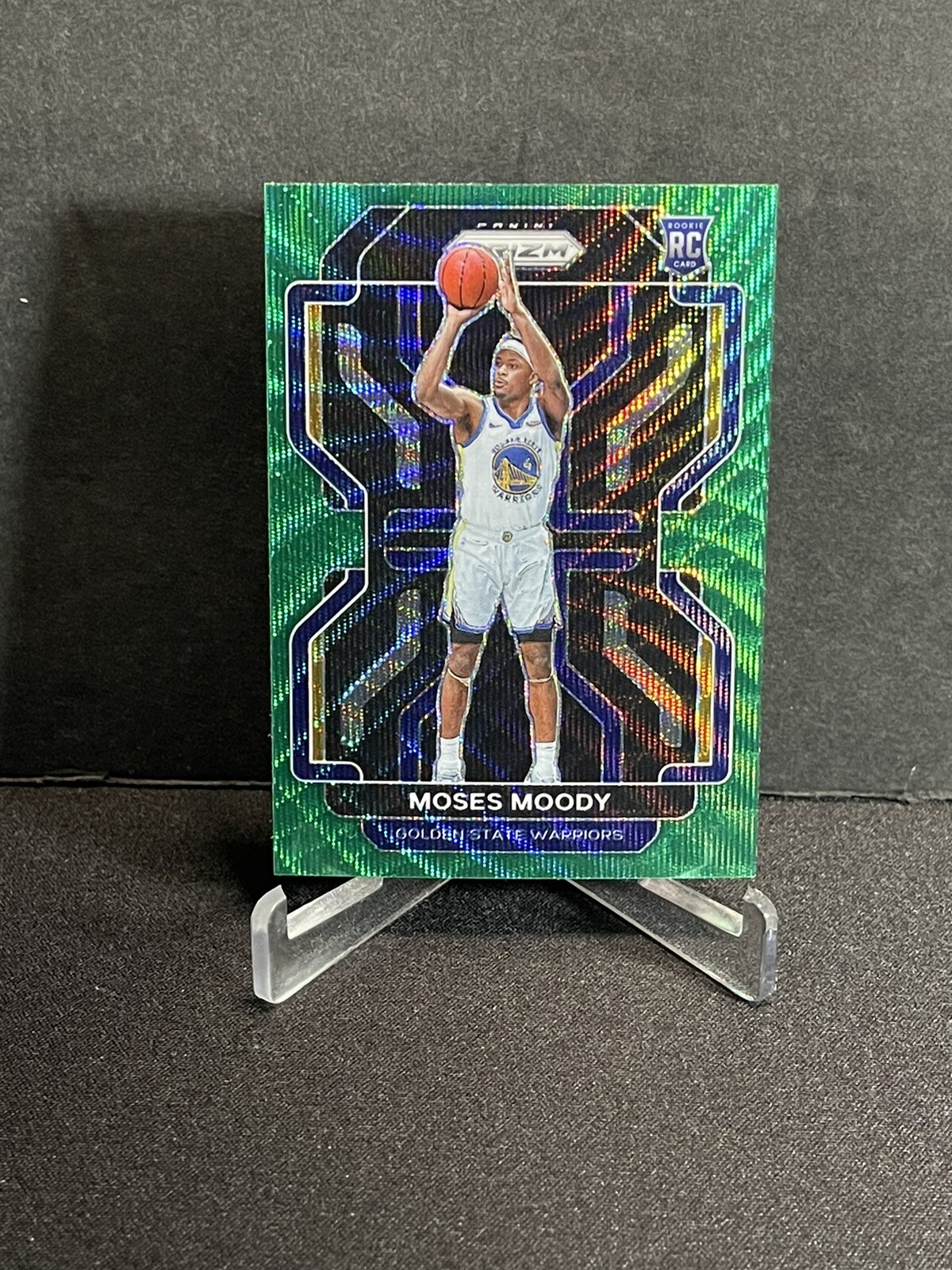 2021-22 Panini Prizm Moses Moody Green Wave Prizm RC 308 WARRIORS Fanatics